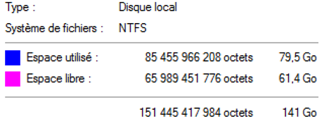 Affichage de Windows Disk Manager utilisant Go au lieu de Gio 