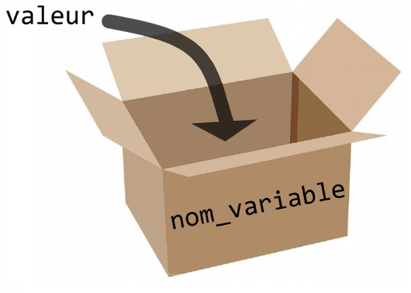 Boite étiquetée "nom_variable" dans laquelle on met une valeur