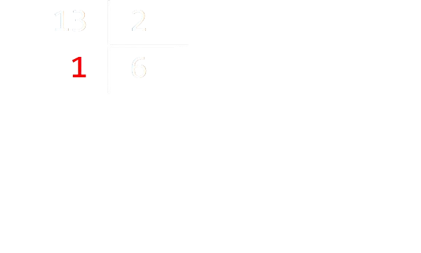 Divisions euclidiennes successives de 13 par 2