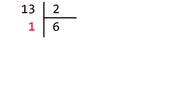 Divisions euclidiennes successives de 13 par 2
