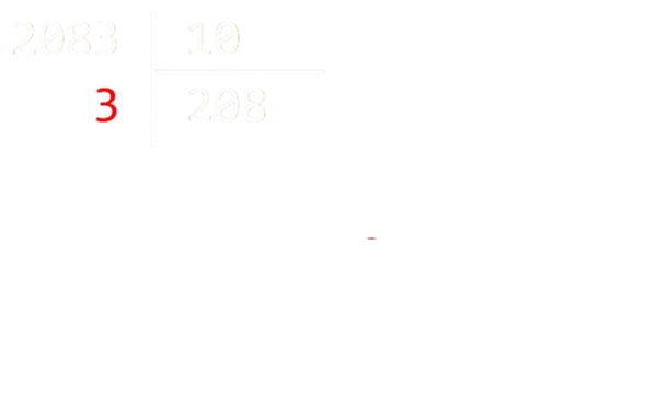 Divisions euclidiennes successives de 2083 par 10