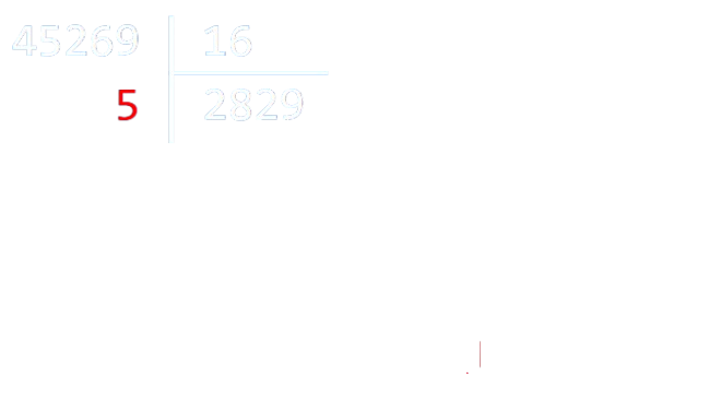 Divisions euclidiennes successives de 45269 par 16