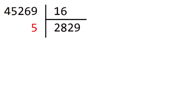 Divisions euclidiennes successives de 45269 par 16