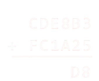 Exemple d'addition posée en hexadécimal : CDE8B3 + FC1A25