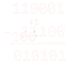 Exemple de soustraction posée en binaire : 110001-11100