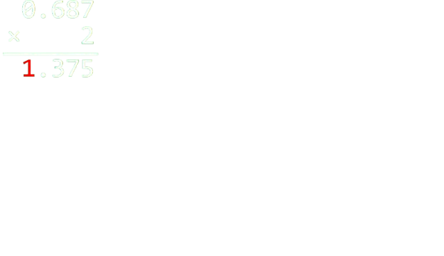 Multiplications successives de 0,6875 par 2