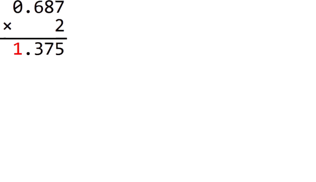 Multiplications successives de 0,6875 par 2