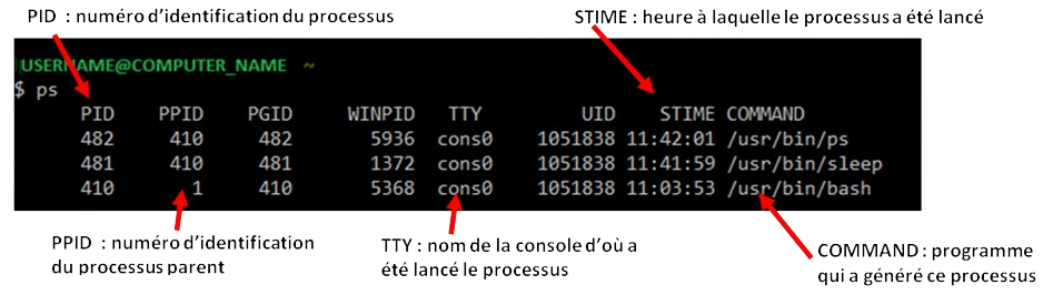 la commande ps pour vois les processus